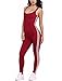 CRF Women Sexy Backless Sleeveless One Pieces Outfits Sets Bodycon Bandage Long Pants Jumpsuit (Small, wine red)