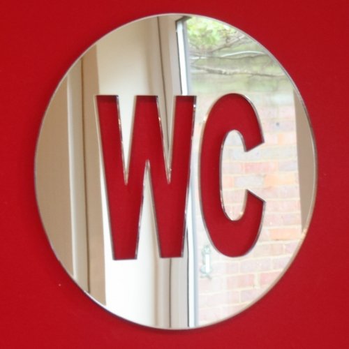Super Cool Creations WC Sign Mirrors – Round - 45cm Diameter