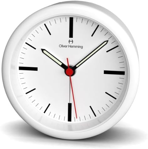 Oliver Hemming Acrylic Snooze Alarm Clock with Classic Station Dial - White