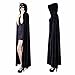 Womens Velvet Hooded Cloak Costumes Halloween Wizard Hooded Party Cape (Black)
