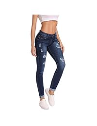 Pantalones vaqueros para dama Juniors Slim Ripped Skinny Fit Distressed Butt Lift Mid Rise Denim