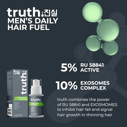 truth 진실 Men's Daily Hair Fuel 30ml 40% ACTIVES DHT BLOCKING DENSITY SERUM. RU58841 5% + REDENSYL 5% + PROCAPIL 5% + BAICAPIL 5% + ANAGAIN 5% + CAPIXYL 5% + AZELAIC ACID 3% + BIOTIN 2% + VITAMIN B5 2%