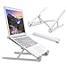 Elekin Laptop Stand, Portable MacBook Stands, Foldable Desktop Notebook Holder, Adjustable Eye-Level Ergonomic Laptop Riser for Notebook Thinkpad MacBook Pro/air, Aluminum Metal (White)