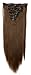 S-noilite 8PCS/SET Full Head Clip in Hair Extensions 140Grams Thick Real Natural Synthetic Hairpiece(26inches-straight, Light Brown)