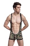 iYunyi Mens Camouflage Sexy Lingerie Bodysuit Wrestling Singlet Struggles