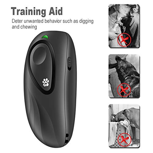 Dog Barking Control Devices, Ultrasonic Anti Barking Device, 2 In 1 Adjustable Frequency Dog Barking Deterrent Devices Handheld Dog Training Device with LED Indicator Wrist Strap for Indoor Outdoor