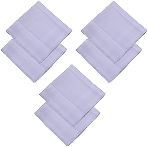 Vera Nuka Mens 100% Combed Cotton White Handkerchiefs 6 Pack … (17in White A)