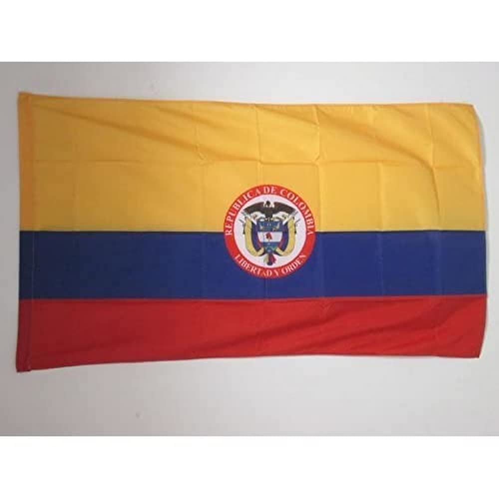 AZ FLAG - Colombia coat of arms Flag - 3x5 Ft - colombian Banner with Sleeve - 100% Polyester - Fade Resistant - Vivid Colors - 3' x 5' Feet - 150x90 Cm