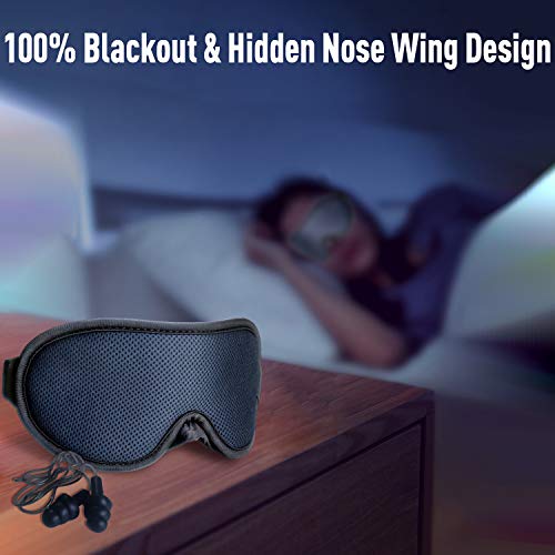 Eye Mask for Sleeping Women and Men, Sleep mask, New Upgraded 3D Contoured Sleep Mask Men & Women, Ultra Soft Breathable with Adjustable Strap 100% Blackout Eye Shades Blindfold for Complete Darkness
