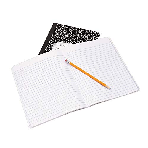 Wide Ruled Black Marble Composition Notebook, 100 Sheet, 6Pack