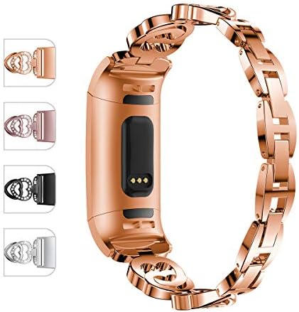 JOMOQ Replacement Bands Compatible for Charge 3/3 SE, Classic Stainless Steel Bands Premium Metal Wristbands with Adjustable Butterfly Clasp Repacement Band Wrist Accessories Straps Women Men