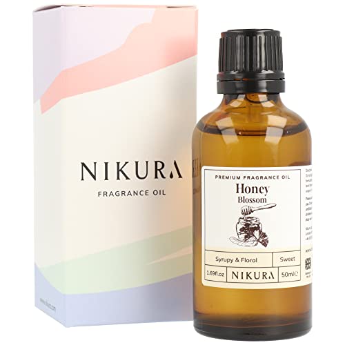Nikura | Honey (Blossom) Fragrance Oil - 50ml | Perfect for Soap Making, Candle Making, Wax Melts, Diffuser | Great for use in Bath Bombs, Perfume Oil, Perfume Scents, Potpourri | Vegan & UK Made