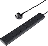 Invero 6 Way Power Mains Extension Lead 1M Cable UK 13A Black view 1