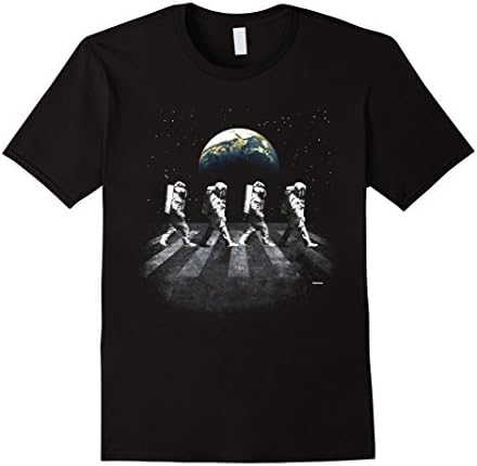 Men's Astronauts in Walking in Space Earth Moon T-Shirt Large Black