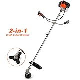 COOCHEER 42.7CC 2-Cycle Gas Straight Shaft String Trimmer and Brush Cutter with Detachable Head for Trimming Weed, Brush Cutting, 2-in-1 Weed Trimmer, US in Stock