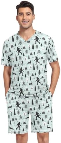 Meocouoe Men's Pajama Set Halloween Bats Sleepwear, S | Summer 2