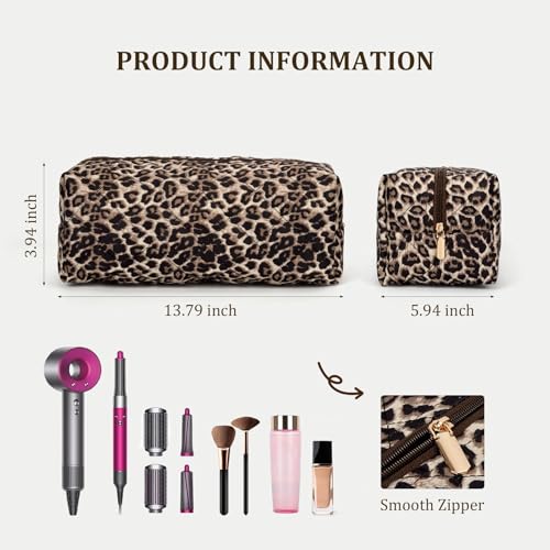 PFUTURE Hair Tools Travel Bag, Shockproof Hair Styling Organizer Case for Dyson Airwrap & Shark Flexstyle, Large Capacity Portable Storage Pouch with Exquisite Leopard Print Appearance