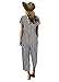 Cosygal Women Striped Linen Short Sleeves Wide Leg Jumpsuit Romper with Zip Pockets Belt