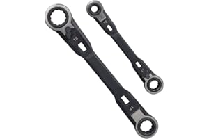 SundiooK 2-Piece 4-in-1 Ratcheting Wrench Set, Double-Ended Multi-Functional Plum Wrench for Car Repair, 8/10/12/13/16/17/18/