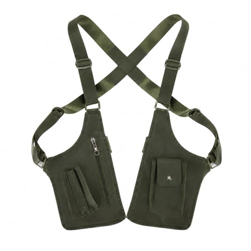 GOOGO Leather Double Shoulder Armpit Bag Army Green
