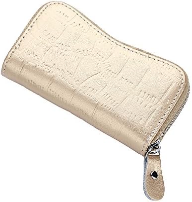 Car Key Holder Bag Key 6 Hook Key Case Wallet Zippered for Man and Women (Gold)