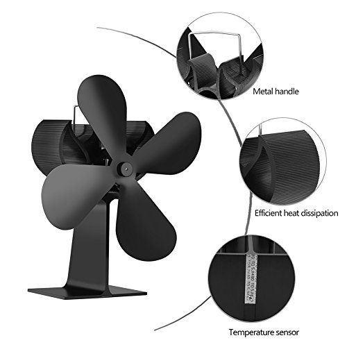 4 Blades Heat Powered Stove Fan Non Electric Wood Burning Stove Fan Blower - Eco Friendly & Quiet - Thumbnail 3