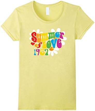 Womens 1967 Summer of Love T-Shirt Hippie 50th Anniversary Tee HOT Large Lemon
