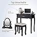 mecor Vanity Table Set, Makeup Table with 3 Drawers/Oval Mirror,Wood Dressing Table and Cushioned Stool Girls Women Bedroom Furniture Black