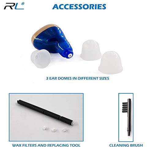 R&L Rechargeable Hearing Amplifier C100 to Aid and Assist Hearing for Adults and Seniors, Digital CIC ITE ITC Style Device with Feedback Cancellation, Fit Both Ears (2 Pack)