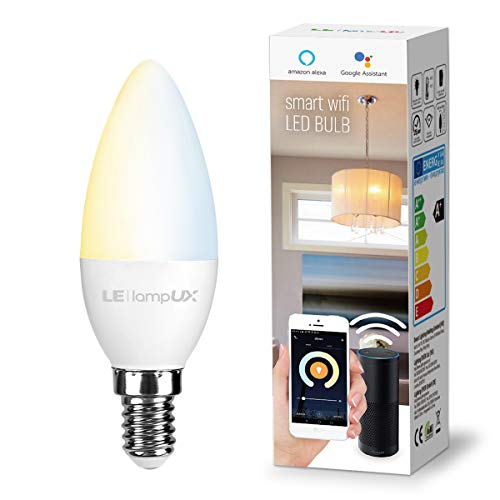 LE-Bombilla-Inteligente-E14-Bombiilla-WiFi-380-lm-Blanco-Ajustable-2700K-6500K-Funciona-con-Alexa-y-Google-Home-Bombilla-Vela-45W-40W-Smart-Bulb-Control-de-Voz-para-Familia-Paquete-de-1