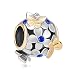 LuckyJewelry Gold Plated Butterfly September Birthstone Blue Crystal Flower Beads Fit Charms Bracelet primary