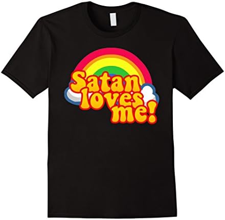 Men's Satan Loves Me Rainbow - Atheism Anti Religion Humor T-Shirt Large Black