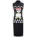 OU GRID Women's Sleeveless Stretchable Christmas Xmas Print Slim Dress Small Black Penguin