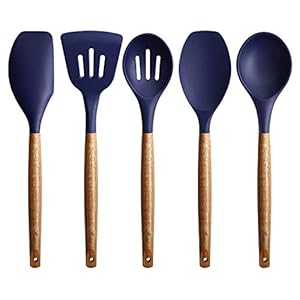 Miusco-Non-Stick-Silicone-Kitchen-Utensils-Set-with-Natural-Acacia-Hard-Wood-Handle-5-Piece-Midnight-Blue-BPA-Free-Baking-Serving-Silicone-Cooking-Utensils Miusco Non-Stick Cooking Utensils, Silicone Kitchen Utensils Set with Natural Acacia Hard Wood Handle, 5 Piece, Midnight…