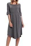 AlvaQ Women Casual Ruffle Sleeve Swing Midi Dress (6 Colors)