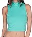 Sakkas Mock Neck Turtleneck Sleeveless Scuba Crop Top - Made in USA