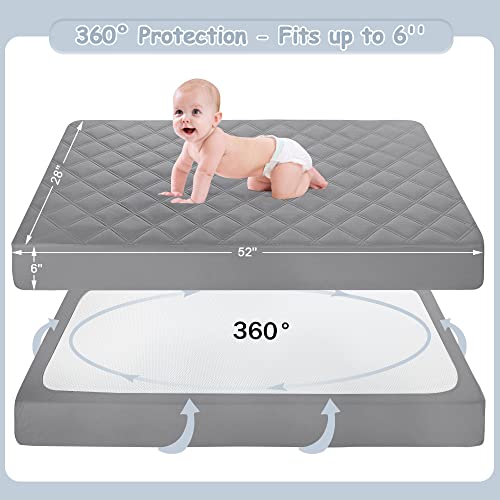 Yoofoss 2 Pack Waterproof Crib Mattress Protector, Quilted Fitted Crib