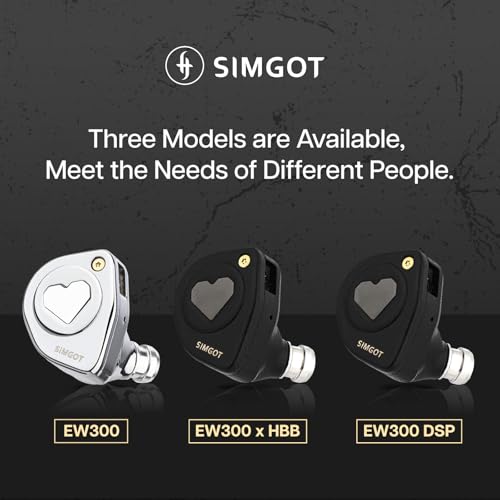 Linsoul SIMGOT EW300 1DD+1Planar+1PZT Hybrid In-Ear Controller, IEM Headphones, Gaming Headphones, Detachable Earphones, OFC Cable Silver for Audiophile (DSP Edition, TypeC With Mic)