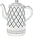 Ceramic Tea Kettle with 5 Temperature Presets - 1.6L Electric Precision Gooseneck Pour Over Teapot has Detachable Base, Dry Boil Protection, Keep Warm Function, and Beautiful Trellis Pattern