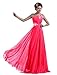 DLFASHION One-shoulder Floor Length Beaded Chiffon Prom Dress