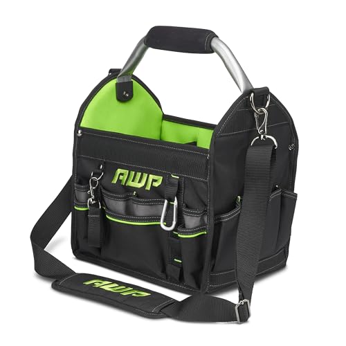 AWP Pro Werkzeugtasche mit drehbarem Griff für einfachen Zugriff auf das Werkzeug, wasserdichte Konstruktion, 30 cm, Schwarz
