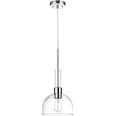 GLOBE Electric 60896 Tai 1-Light Pendant, Chrome, Clear Glass Shade, Bulb Not Included