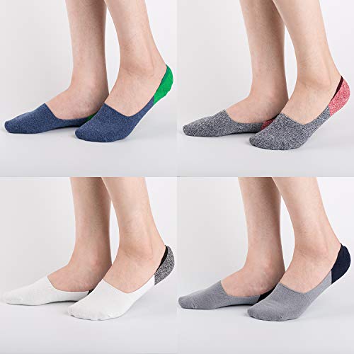 SIXDAYSOX Women's No Show Socks Boat Liner Low Cut Ankle Cotton Invisible Socks 8 Pair Size 6-11 Multicolor