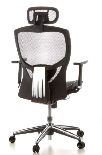 hjh-OFFICE-657000-Sedia-da-ufficio-Sedia-girevole-VENUS-ONE-mesh-nero-sostegno-lombare-flessibile-braccioli-regolabili-profondit-regolabile-base-in-alluminio-lucidato-schienale-regolabile-in-altezza