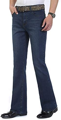 Sonjer Spring and Autumn Male Bell-Bottom Jeans Men's Elastic Mid High Waist Boot Cut Semi-Flared Flare Trousers Jeans