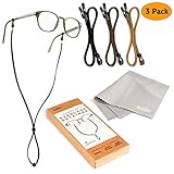 HOLDIE Eyeglass Holder - Glasses Holder | Strap | Chain | Retainer | Cord | Lanyard - Classic PU Leather Design - Universal Connector Fits Most Eyewear - Never Lose Your Eyeglasses Again [Pack of 3]