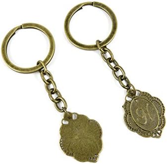 100 Pieces Antique Bronze Keychain Key Chain Tags Keyring Ring Jewelry Making Charms Supplies KC0331 Alphabet N Signs