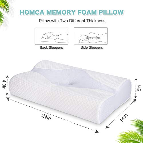 HOMCA Memory Foam Cervical Pillow for Sleeping, Neck Pillow for Pain