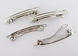 YYCRAFT 50 Pack French Barrette 2-3/8-Inch Hair Clips Fun Craft Beading Project, 60mm, Silver Tone