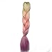 Ombre Jumbo Braiding Hair Extensions Synthetic Yaki Straight High Temperature Fiber Crochet Braids Hairstyles (Blond Pink Purple)